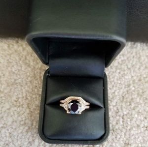 Rose Gold Black diamond engagement set